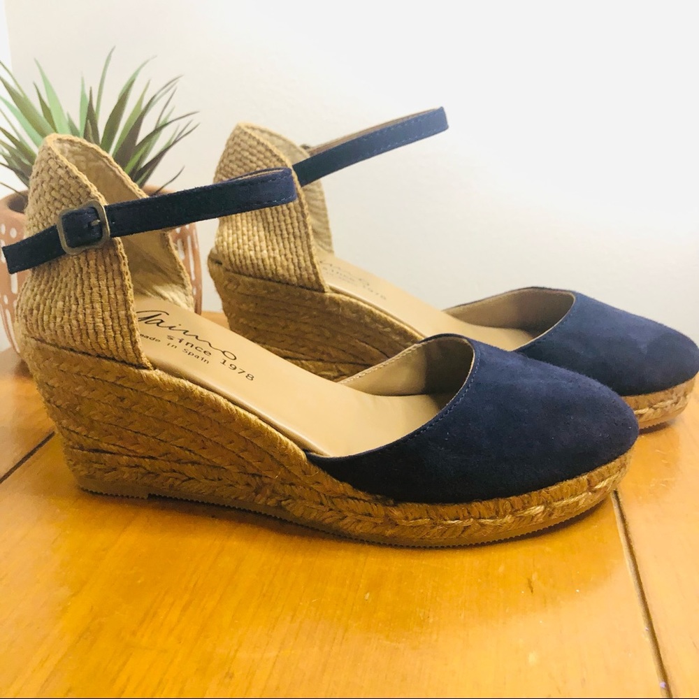 Gaino Espadrille Navy Wedge Shoes